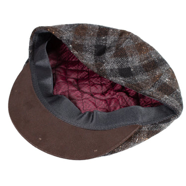 Capas 5 Point Checkerboard in Black Grey Check Leather Flat Cap