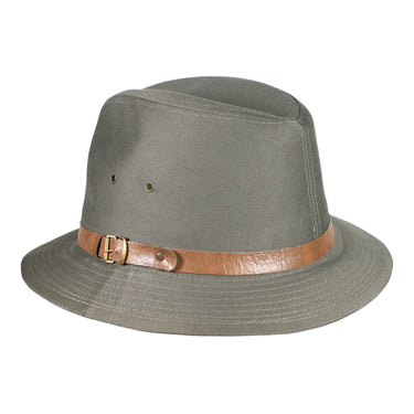 Capas Brushed Safari in Olive Leather Sun Hat