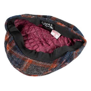 Capas Ivy Sardinia in Navy Orange Plaid Italian Tweed Flat Cap