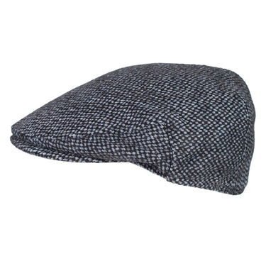 Capas Pebbled Ivy in Grey/Black Irish Tweed Flat Cap