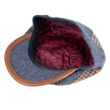 Capas Villager in Blue Denim Italian Leather Newsboy Cap