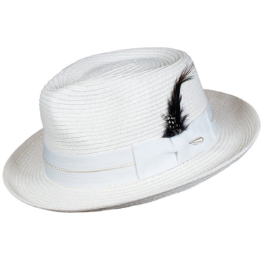 Capas Voyager Straw Teardrop Fedora in White