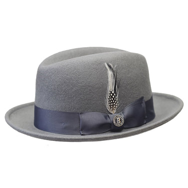 Bruno Capelo Chicago Center Dent Wool Trilby Hat in Graphite Grey