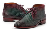 Paul Parkman Men's Woven Leather Chukka Boots in Green & Purple