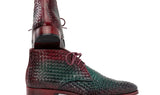 Paul Parkman Men's Woven Leather Chukka Boots in Green & Purple