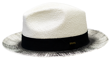 Bruno Capelo Castro Natural Straw Snap Brim Fedora in White Black