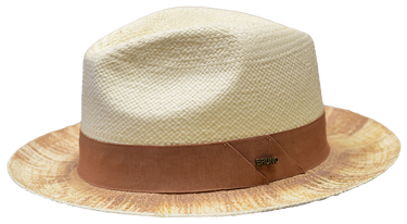 Bruno Capelo Castro Natural Straw Snap Brim Fedora in Ivory Cognac Brown