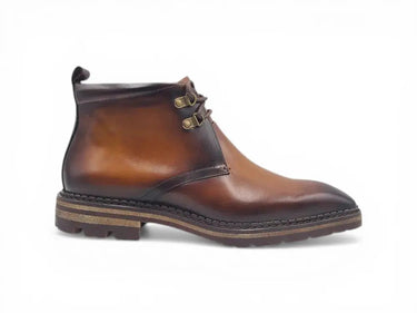 Calfskin Chukka Boot with Lug Sole in Cognac