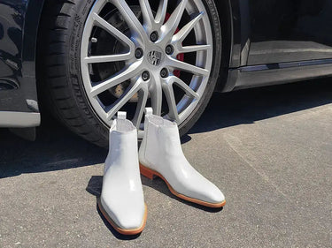 Calfskin Leather Chelsea Boot in White