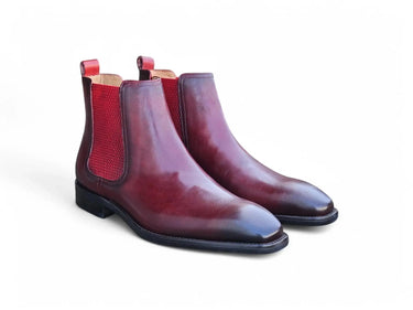 Calfskin Leather Chelsea Boot in Burgundy