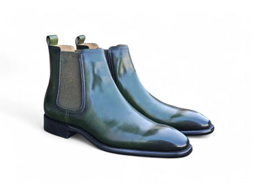Calfskin Leather Chelsea Boot in Olive