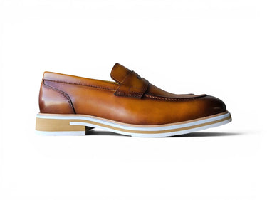 Carrucci Shoes Calfskin Penny Loafer Brown