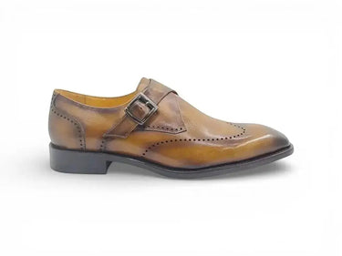 Carrucci Shoes Calfskin Single Monk Strap Loafer in Cognac