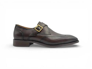 Carrucci Shoes Calfskin Single Monk Strap Loafer in Chestnut