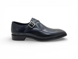 Carrucci Shoes Calfskin Single Monk Strap Loafer in Black