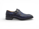Carrucci Shoes Calfskin Single Monk Strap Loafer in Navy
