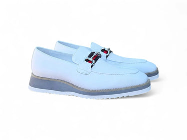 Carrucci Shoes Calfskin Horsebit Slip-On Loafer in White