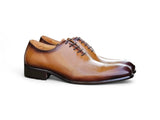 Carrucci Shoes Calfskin Whole Cut Oxford Dress Shoe in Cognac