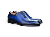 Carrucci Shoes Calfskin Whole Cut Oxford Dress Shoe in Cobalt