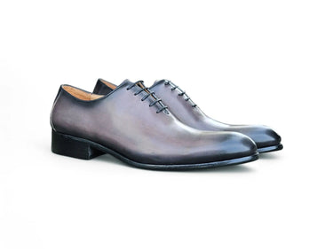 Carrucci Shoes Calfskin Whole Cut Oxford Dress Shoe in Gray