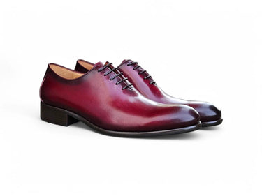 Carrucci Shoes Calfskin Whole Cut Oxford Dress Shoe in Burgundy