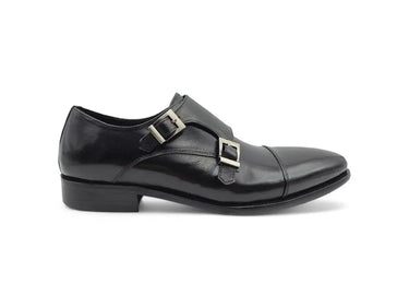 Carrucci Shoes Cap Toe Double Monk Strap Dress Shoe in Black