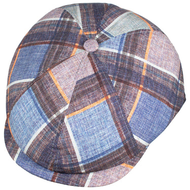Capas Siena in Multi Check Italian Cotton Newsboy Cap