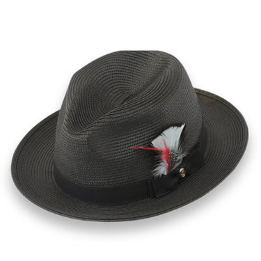 Ferrecci Tapa in Charcoal Crushable Straw Fedora