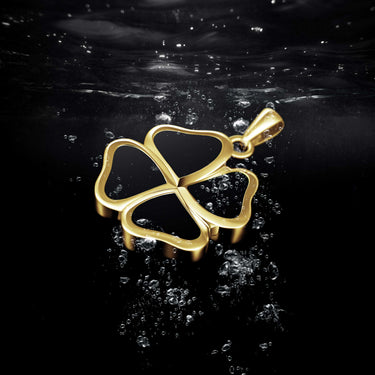 Clover Pendant - 14K Gold Onyx — view 10