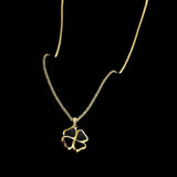 Clover Pendant - 14K Gold Onyx — view 2