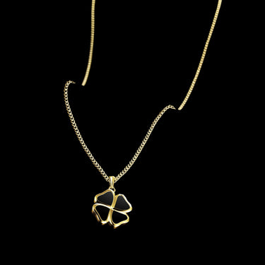 Clover Pendant - 14K Gold Onyx — view 2