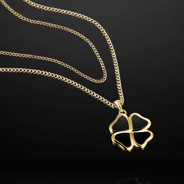 Clover Pendant - 14K Gold Onyx — view 11