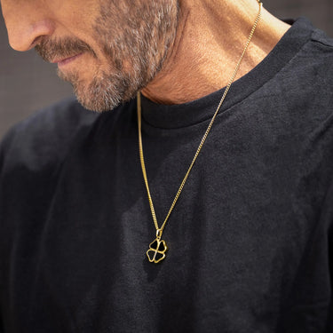 Clover Pendant - 14K Gold Onyx — view 4