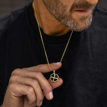 Clover Pendant - 14K Gold Onyx — view 5