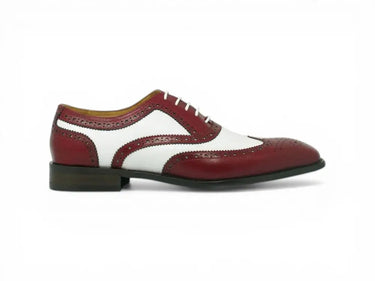 Carrucci Shoes Contrast Two Tone Wingtip Oxford in Red White