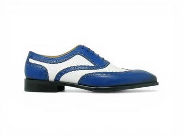 Carrucci Shoes Contrast Two Tone Wingtip Oxford in Blue White