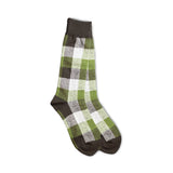 Vannucci Window Pane Cotton Dress Socks Cotton, Mid-Calf Length in Brown Plaid