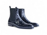 Crocodile Embossed Chelsea Boot in Black