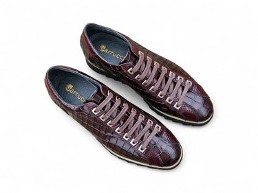 Crocodile Embossed Leather Sneaker in Brown