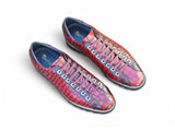 Crocodile Embossed Leather Sneaker in Burgundy