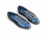 Crocodile Embossed Leather Sneaker in Black