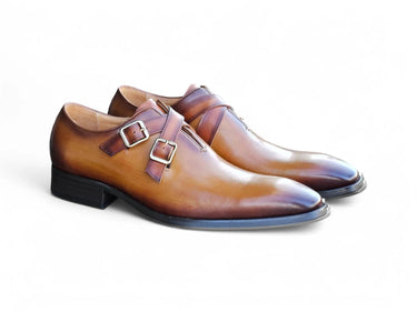 Carrucci Shoes Cross Straps Wholecut Oxford Shoe in Cognac