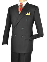 Vinci Double Breasted Regular Fit Suit in Black - F-DC900
