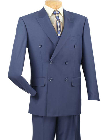 Vinci Blue Regular Fit Double Breasted Suit - DC900-1
