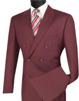 Vinci Double Breasted Regular Fit Suit in Burgundy - DC900-1