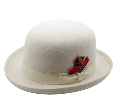 Ferrecci Wool Bowler Hat in Off and White