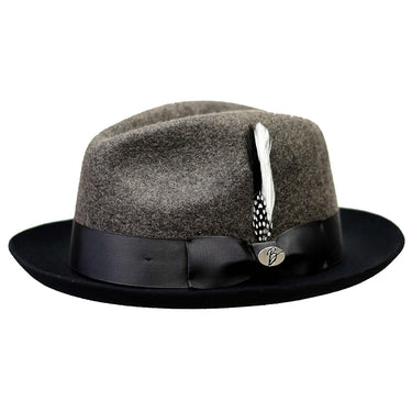 Bently Damien 2-Tone Wool Trilby in Charcoal Grey Black