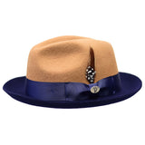 Bently Damien 2-Tone Wool Trilby in Camel Navy Blue