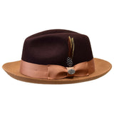 Bently Damien 2-Tone Wool Trilby in Dark Brown Camel