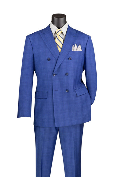 Vinci Blue Regular Fit Double Breasted Suit - DRW-1